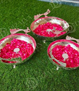 Silver Plated Peacock Urlis -Set of 3