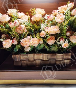 Artificial Peach Rose Basket