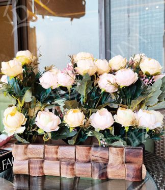 Artificial Off white & Lime Flower Basket