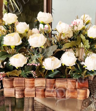 Artificial White Rose Flower Basket