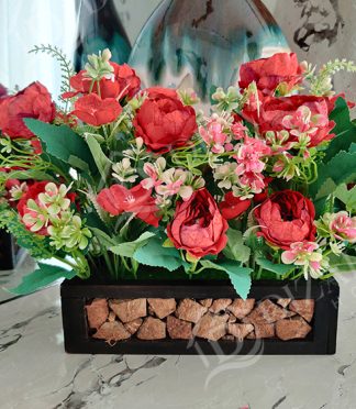 Artificial Red Peony Flower Basket