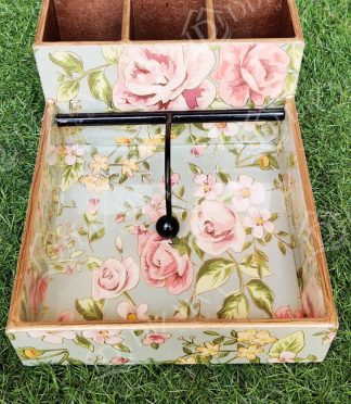 Rose Garden Cutlery & Tissue Holder