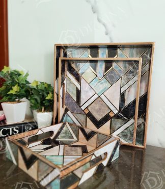 Multi-Color Geometric Trays- Set of 3