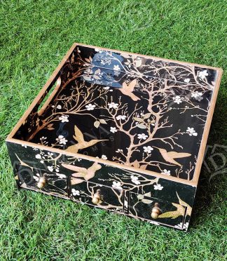 Black Gold Embossed Drawer Tray