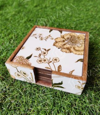 Floral Elegance Coasters-Set of 6 with Case