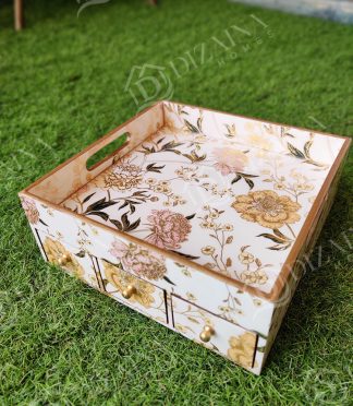 White Gold Embossed Tray