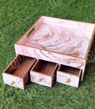 Pink Gold Embossed Drawer Tray
