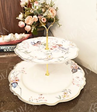 Pink Blue Floral Platter