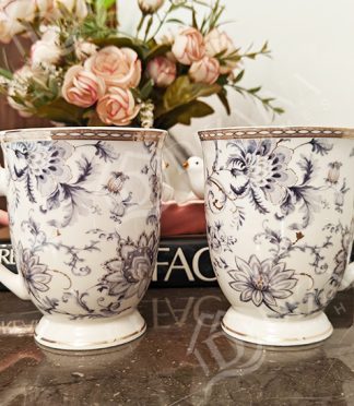 Elegant Blue floral Mugs- Set of 2