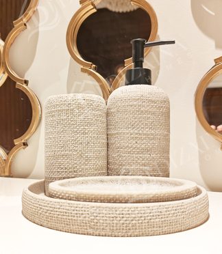 Textured Marble Bathroom Accessories-Set of 4