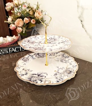 Elegant Blue Floral Platter