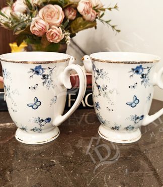 Blue Butterfly Mugs-Set of 2
