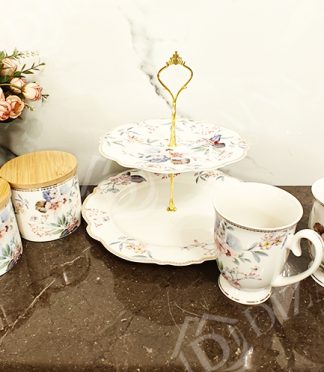 Pink Blue Floral Platter Combo with Mugs and Jars