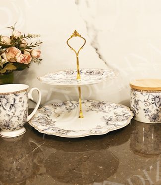 Elegant Blue Floral Platter Combo with Mug & Jars