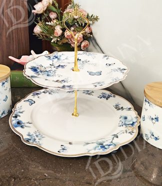 Blue Butterfly Platter Combo with Mugs & Jars