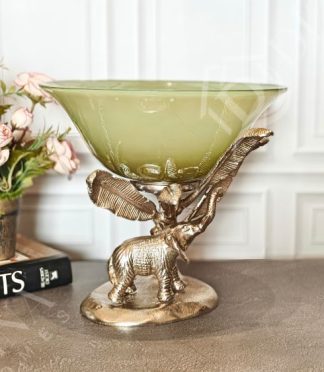 Mystic Fauna Elephant Decorative Bowl (Pastel Green)