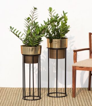 Aurelia Dual Tone Metal Planters- Set of 2