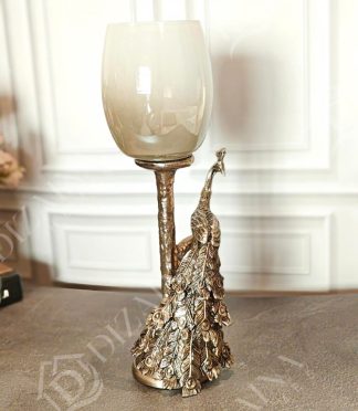 Mystic Fauna Peacock Candle Stand (Ivory)