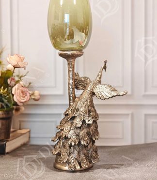 Mystic Fauna Peacock T Light Candle Holder (Pastel Green)