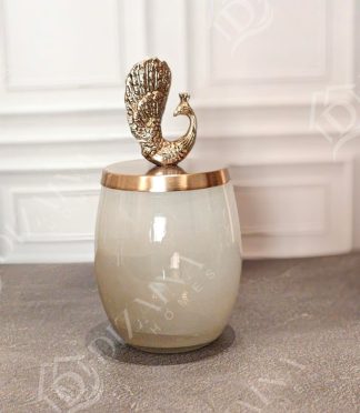 Mystic Fauna Peacock Jar (Ivory)
