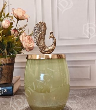 Mystic Fauna Peacock Jar (Pastel Green)