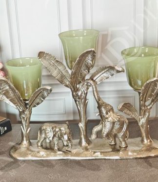 Mystic Fauna Elephant Multi Votive Holder (Pastel Green)